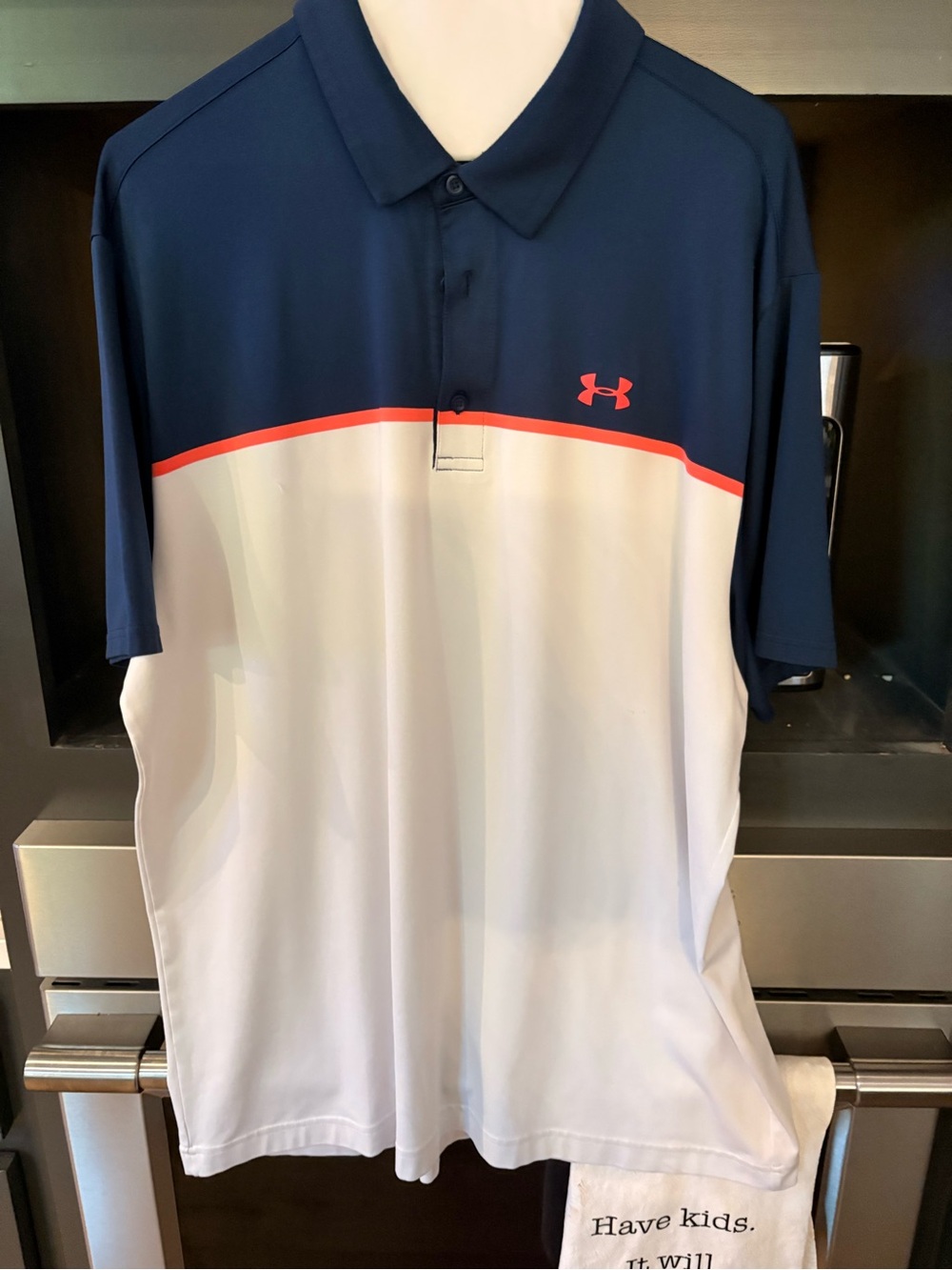 Under Armour Navy, White & Coral Performance Polo